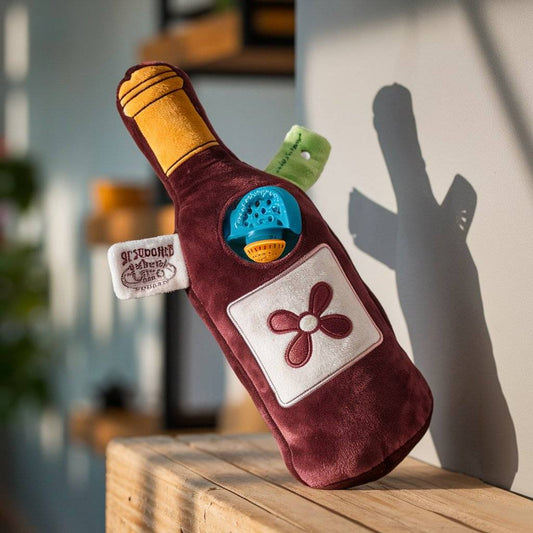 Plush Dog Winebottle Chew Sound Soft Beer Bottle Toy Funny Bite-Resistant Squeaky Relieve Boredom