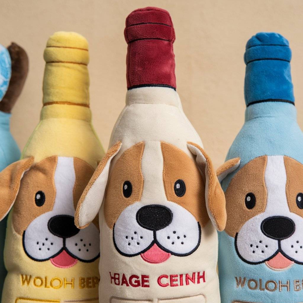 Plush Dog Winebottle Chew Sound Soft Beer Bottle Toy Funny Bite-Resistant Squeaky Relieve Boredom