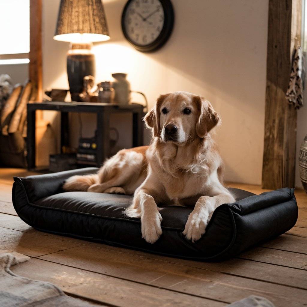 Lounger Dog Bed, Medium, Black 27" X 20"