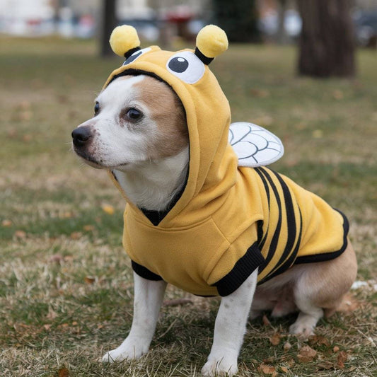 Pet Bee Halloween Costume Dog Hoodies Cat Holiday Cosplay Warm Clothes Puppy Cute Hooded Coat Christmas Outfits for Cat and Small Dogs (Yellow, X-Large)